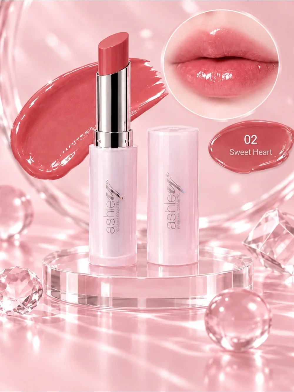 Ashley A-445 Melting Plump Lipstick 02 Sweet Heart | Thai T-Beauty